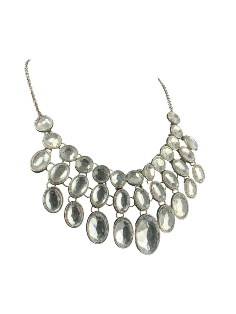 Sonoma Necklace Silver-Tone Mirror-Like Beads Triple Layer